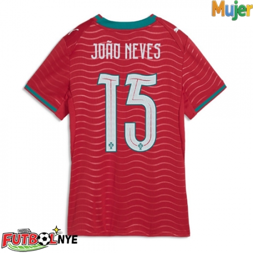 Camiseta Portugal Joao Neves #15 Primera Equipación para mujer Mundial 2026 manga corta
